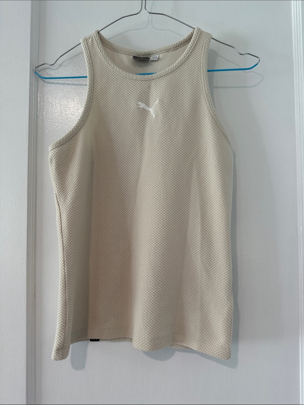 Puma Beige Cream Logo Athletic Tank Top